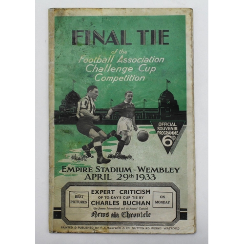 341 - FA Cup Final programme 29th April 1933 Everton v Manchester City. Repaired