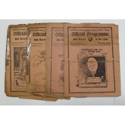 378 - Tottenham Hotspur early programmes in very mixed poor condition - v Oldham 7/2/1931 F/L Div 2, v Che... 