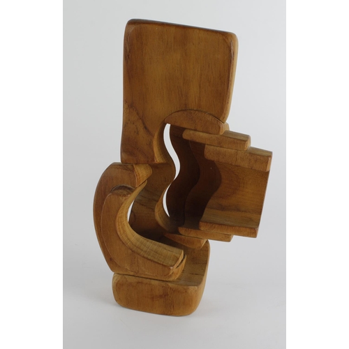 394 - Brian Willsher (b. 1930-). Wood sculpture, signed by Willsher to base & dated '1986', height 20.5cm ... 