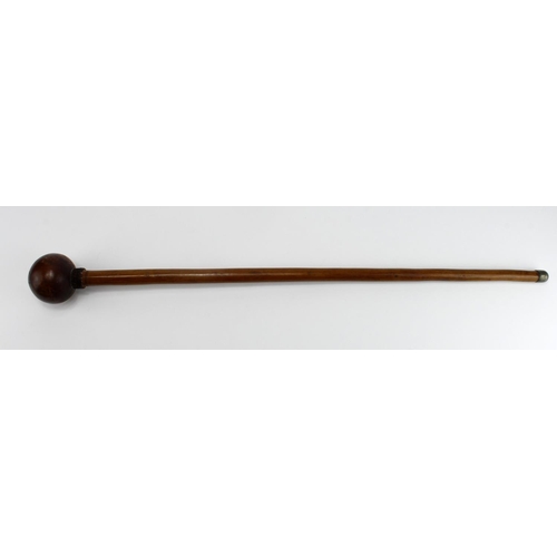 431 - Knobkerrie, which has been turned into a walking stick, length 72.5cm approx.