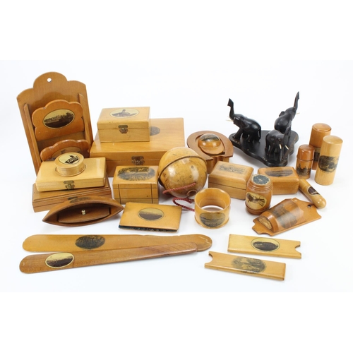 437 - Mauchline Ware. Twenty-four mauchline ware items, including boxes, letter openers etc., together wit... 