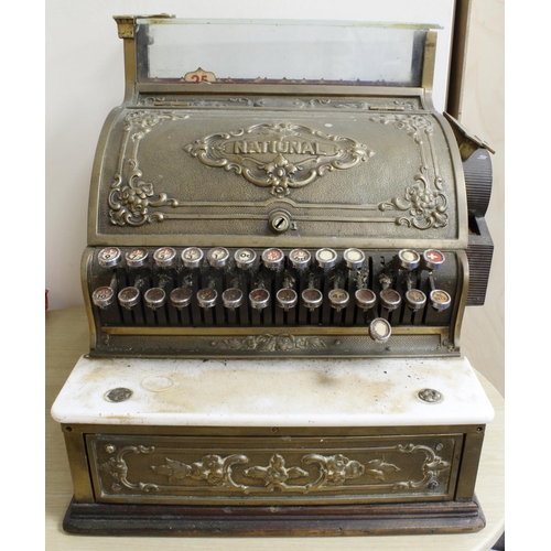 444 - National Cash Register Model 349. Till no.1283246. Decorative gilded brass. Dolphin design with rece... 