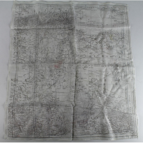 463 - RAF interest. A silk map handkerchief (double-sided), used by pilots, depicts Chad, Italian Libya, e... 