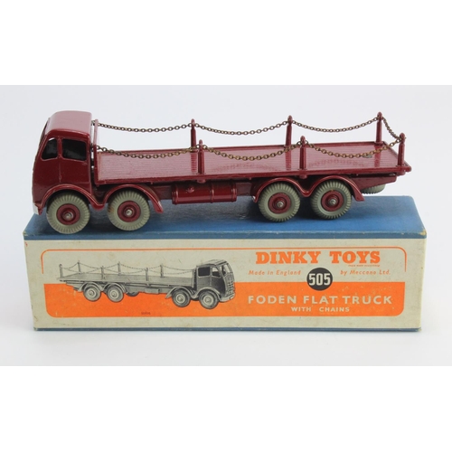 68 - Dinky Toys, no. 505 'Foden Flat Truck with Chains' (maroon), contained in original box