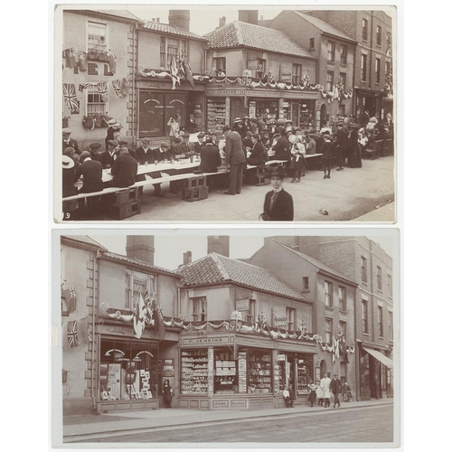 1060 - Southwold, 1910 Coronation street party outside F Jenkins shop, all the men drank ale, also shop aft... 