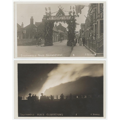 1094 - Southwold, WW I, peace dinner & peace celebration, R/P's, some by F Jenkins, great small original co... 