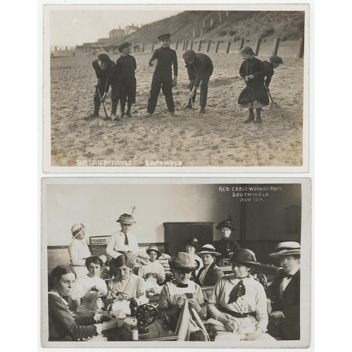 1095 - Southwold, WW I, Red Cross working party & Belgian refugee fishermen, R/P's original collection   (5... 