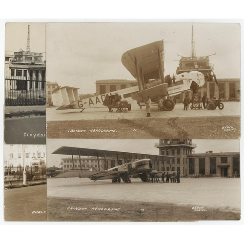 1105 - Croydon Aerodrome, with planes & passengers, R/P   (4)