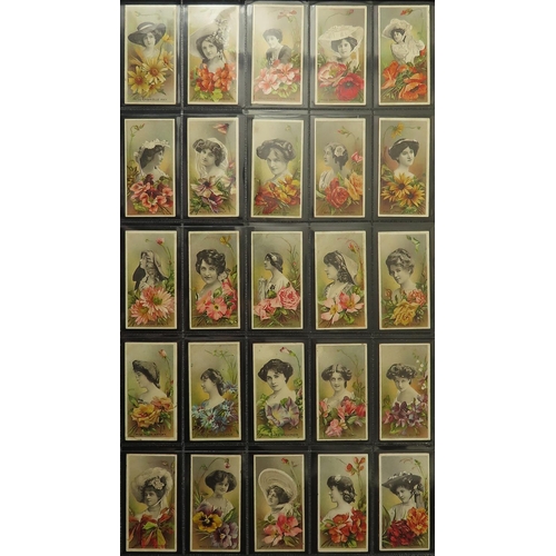 1244 - Taddy - Actresses with Flowers, complete set in a large page, mainly VG cat value £2500