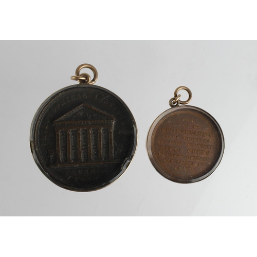 1306 - British Commemorative Medallions (2): Barber Beaumont Institution medal 1841 bronze 55mm in diameter... 