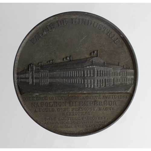 1335 - French Exhibition Medal, white metal d.68mm: Palais de l'Industrie 1855, toned GVF, light corrosion.