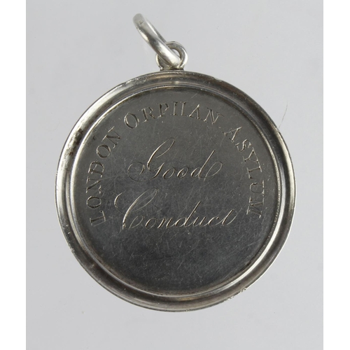 1347 - London Orphan Asylum William IV silver good conduct medal (not named). Hallmarked for London 1836. W... 