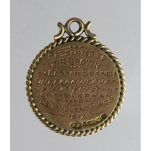 1369 - Railway related - Amalgamated Society of Railway Servants 9ct. gold & enamel medal 