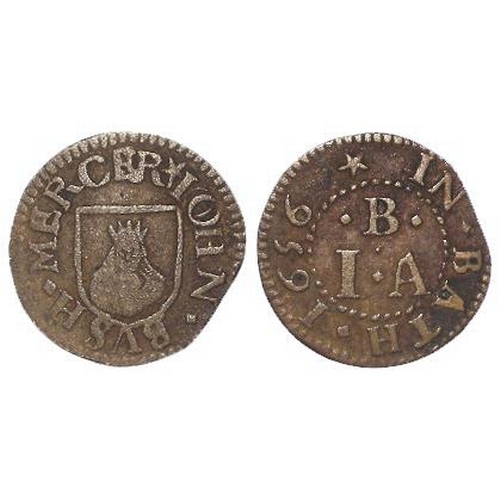 1376 - Token, 17thC: Bath Farthing 1656 of John Bush, Somerset #12, Fine.