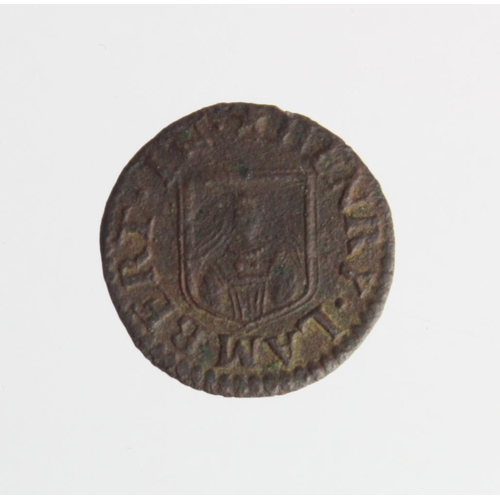 1379 - Token, 17thC: Chippenham Farthing of H. Lambert, Wilts #46, porous Fine.