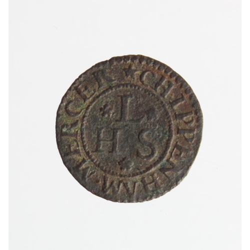 1379 - Token, 17thC: Chippenham Farthing of H. Lambert, Wilts #46, porous Fine.