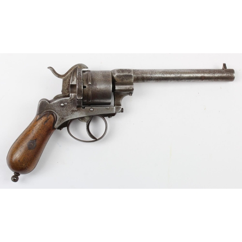 1409 - 19th Century Belgium large frame pin fire revolver nice clean gun extraction rod missing.