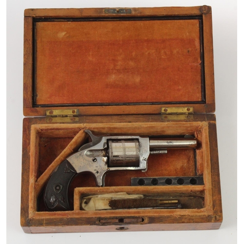 1411 - 19th century cased single action 5 shot 32 cal rim fire pocket revolver the PROTECTOR circa 1870 wit... 