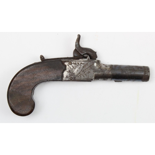 1415 - 19th Century percussion box lock pocket pistol signed Lander, Birmingham with folding trigger screw ... 