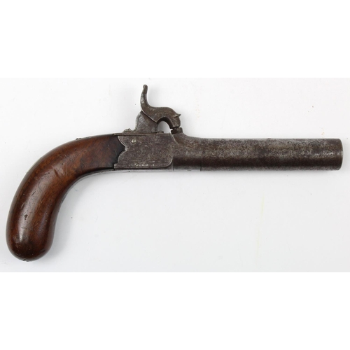 1418 - 19th Century unusual large bore percussion pocket pistol with screw barrel, folding trigger unnamed.