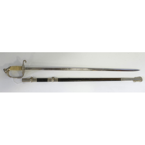 1421 - American Officers sword, better older quality made example with scabbard