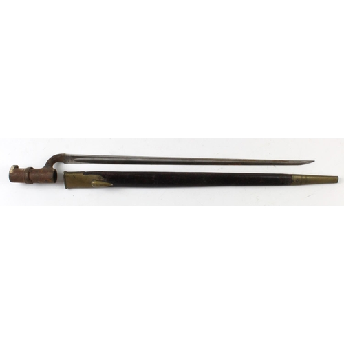 1462 - Enfield 1853 pattern socket bayonet with scabbard made by Deakin (scarce maker for this pattern bayo... 