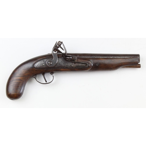 1474 - Flintlock overcoat pistol c1815, barrel (pitted) 7 1/4