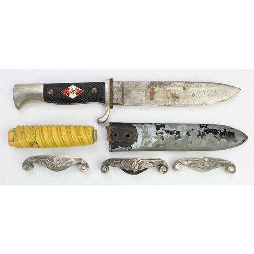 1483 - German Hitler Youth knife in odd scabbard and a few Dagger parts A/F