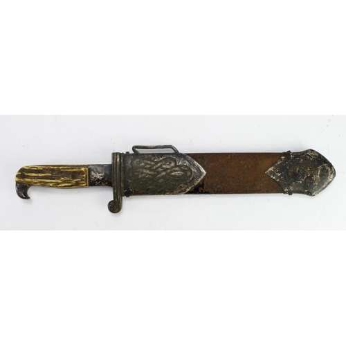 1488 - German Nazi RAD Dagger with scabbard, blade maker marked 'Carl Jul Krebs Solingen'. Blade rusty, sca... 