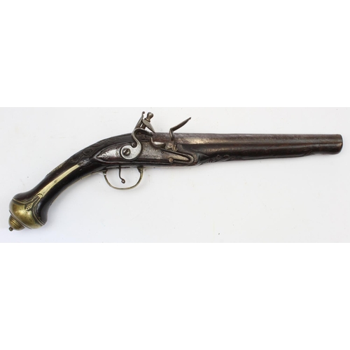 1500 - Italian flintlock overcoat pistol, lock marked 