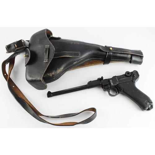 1515 - Luger a replica long barrelled Luger in a complete holster, this together with stock and extra magaz... 