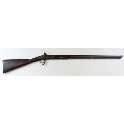 1544 - Single barrel percussion sporting shotgun, approx 15 Bore, part octagonal, part round barrel 30