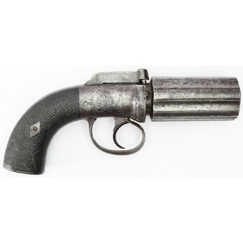 1548 - Six shot bar hammer Pepperbox percussion revolver, barrels 3