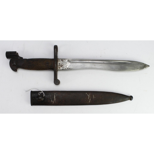 1550 - Spanish M1941 Mauser Bolo Bayonet + scabbard with matching numbers. Blade maker marked. Extra attach... 