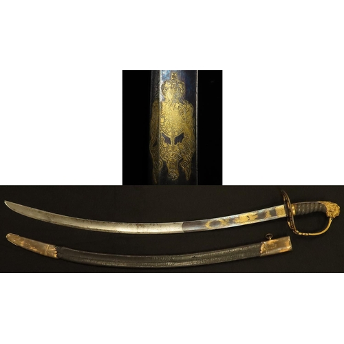 1553 - Sword - fine & scarce 1803 Pattern Infantry Officers Sword in its gilt brass & leather scabbard. Cur... 