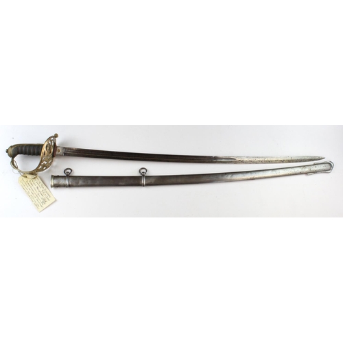 1555 - Sword 1857 pattern Royal Engineers Officers in its steel scabbard.