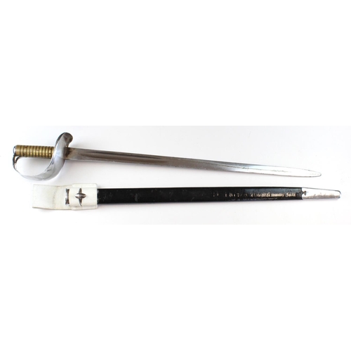 1562 - Sword Royal Naval 1889 pattern Naval cutlass with various inspectors stamps to the blade replated in... 