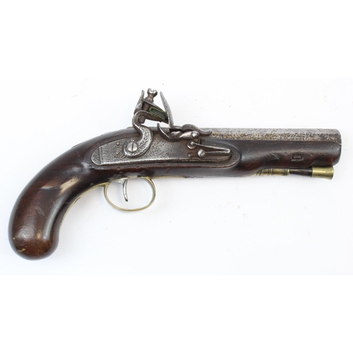 1568 - Unmarked flintlock belt pistol, octagonal barrel 6