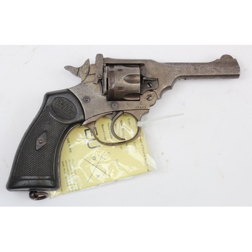 1577 - Webley .38 Cal, 6 shot Mk IV Revolver, top strap 