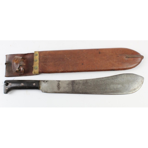 1583 - WW2 1940 dated machete in its 1942 dated brown leather scabbard.