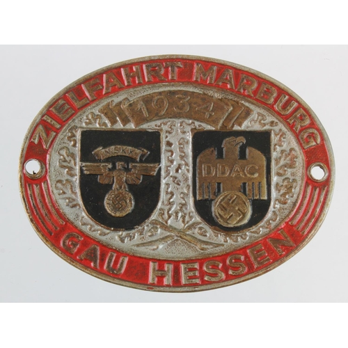 1589 - German 1934 Zielfahrs Marburg NSKK DDAC Rally badge.