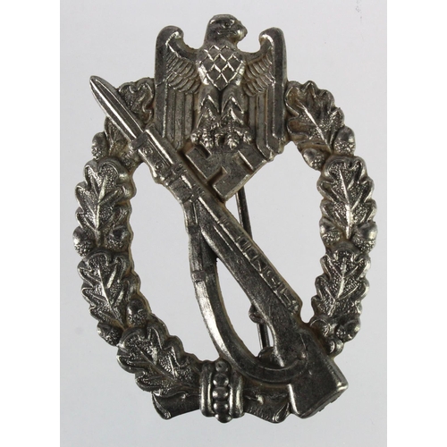 1604 - German 3rd Reich Mid War Solid Back Infantry Assault Badge.