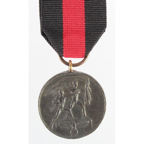 1612 - German 3rd Reich Sudetenland Medal. Given to the troops who entered the Sudetenland on 18 October 19... 