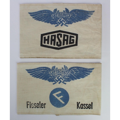 1613 - German Air Raids armbands Luftshutz for Fieseler factory Kassel and Hasag