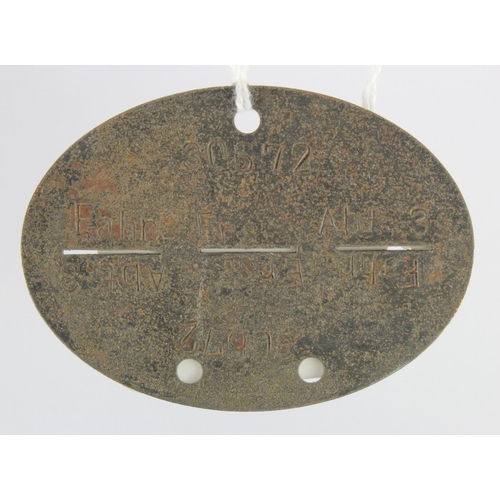 1617 - German Army Dog Tag. Fahr-Ersatz-Abteilung = Driving Replacement Depot.