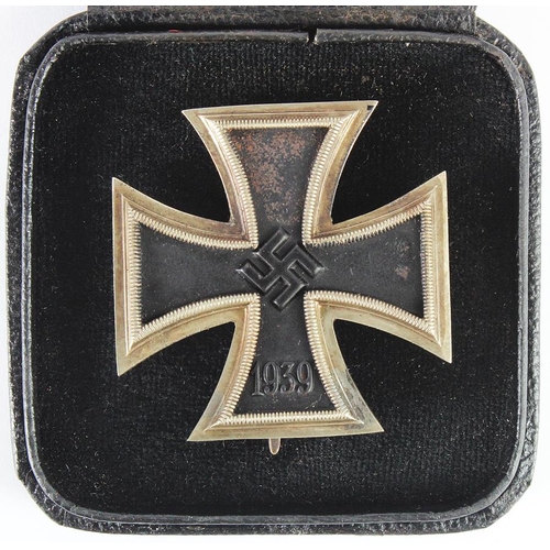 1628 - German cased 3rd Reich Iron Cross 1st Class E.K 1. 3-part construction with Iron Core. Marked L/15 f... 