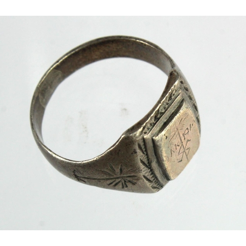 1632 - German DAK Afrika Korps mans finger ring, 800 silver stamped