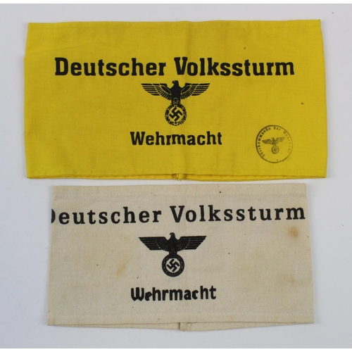 1633 - German DEUTSCHER VOLKSSTURM arm bands, two different types.