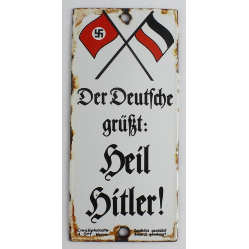 1644 - German Heil Hitler plaque, rusty. A/F