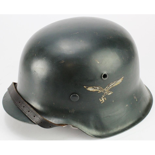 1676 - German Luftwaffe M42 Helmet & Liner. Marked ET.66 for Eisenhüttenwerk Thale at Herz.